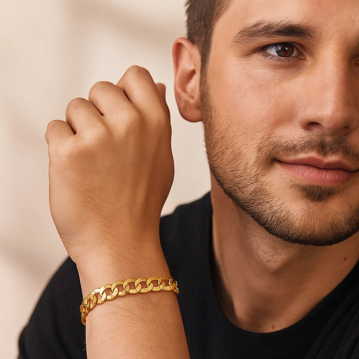 14k Yellow Gold Solid Curb Bracelet (10.00 mm)