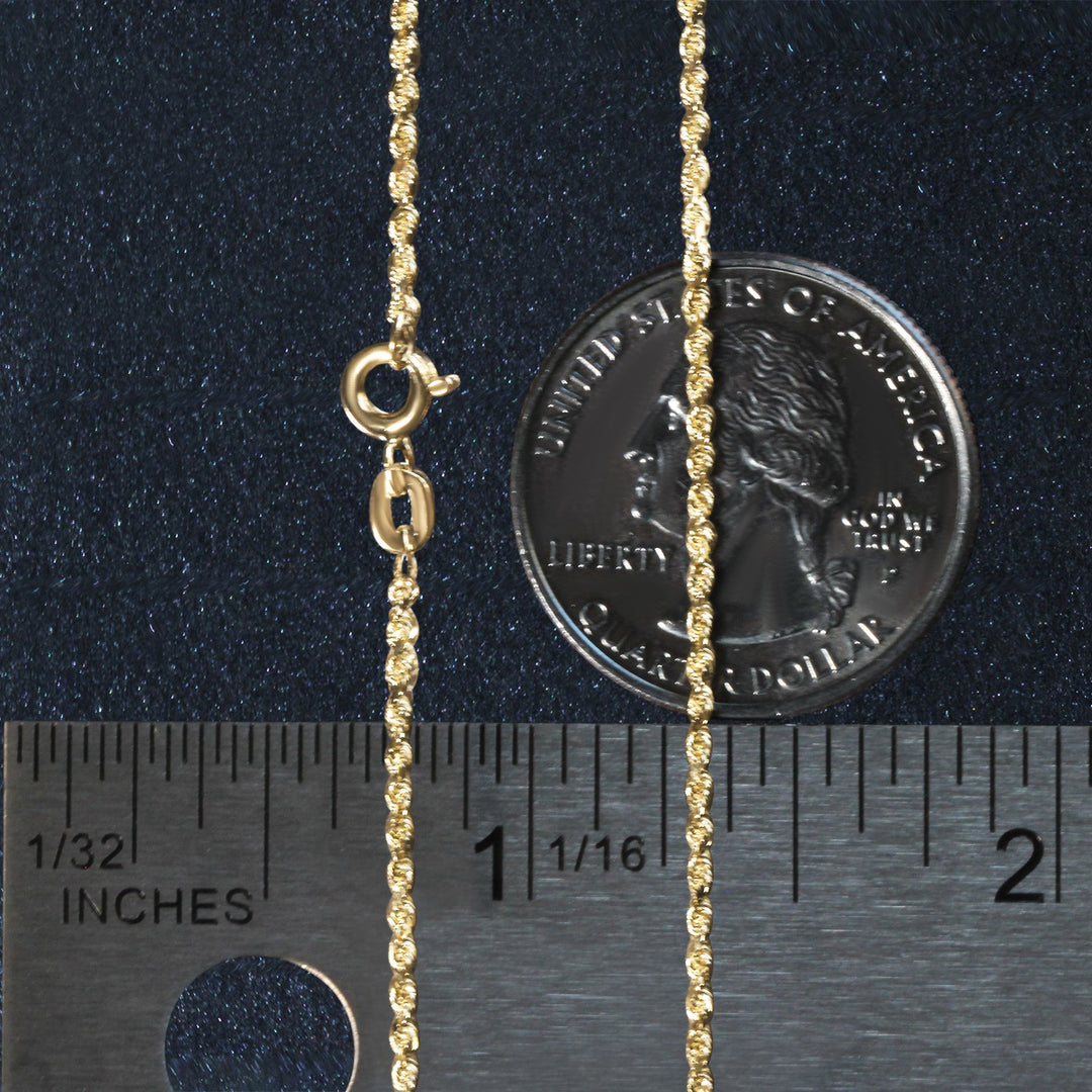 10k Yellow Gold Solid Diamond Cut Rope Chain (1.40 mm)