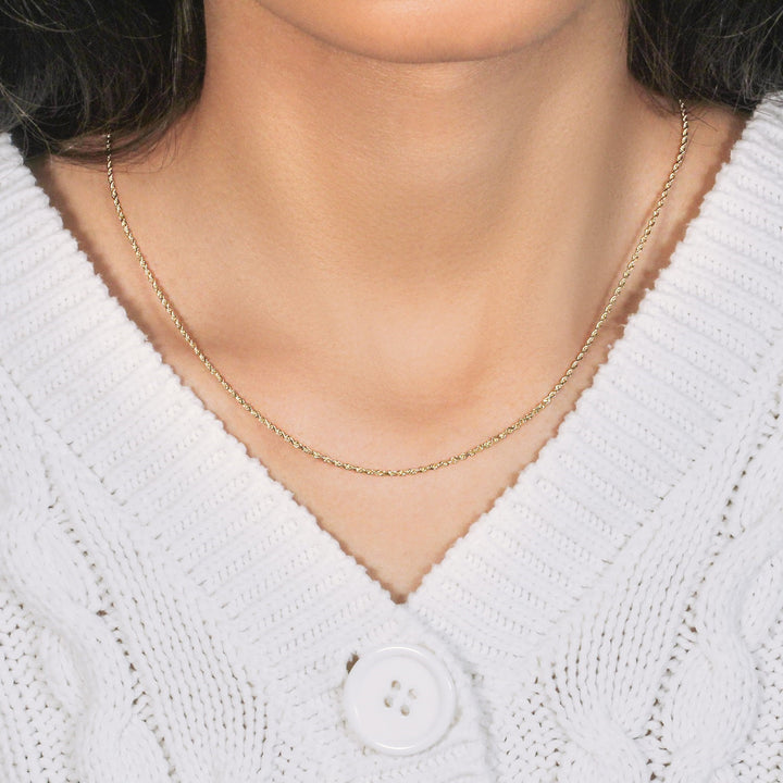 10k Yellow Gold Solid Diamond Cut Rope Chain (1.40 mm)