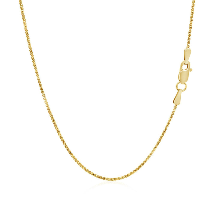 14k Yellow Gold Diamond Cut Round Wheat Chain (1.00 mm)