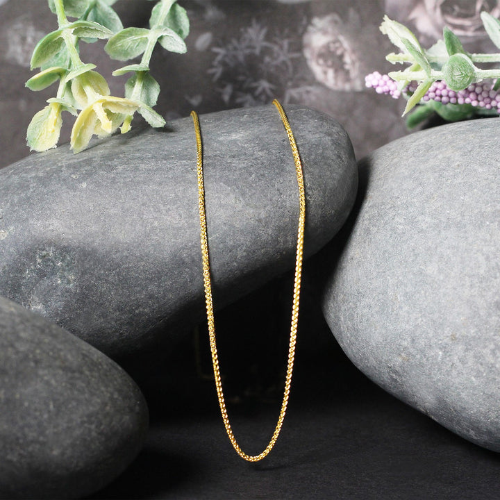 14k Yellow Gold Diamond Cut Round Wheat Chain (1.00 mm)