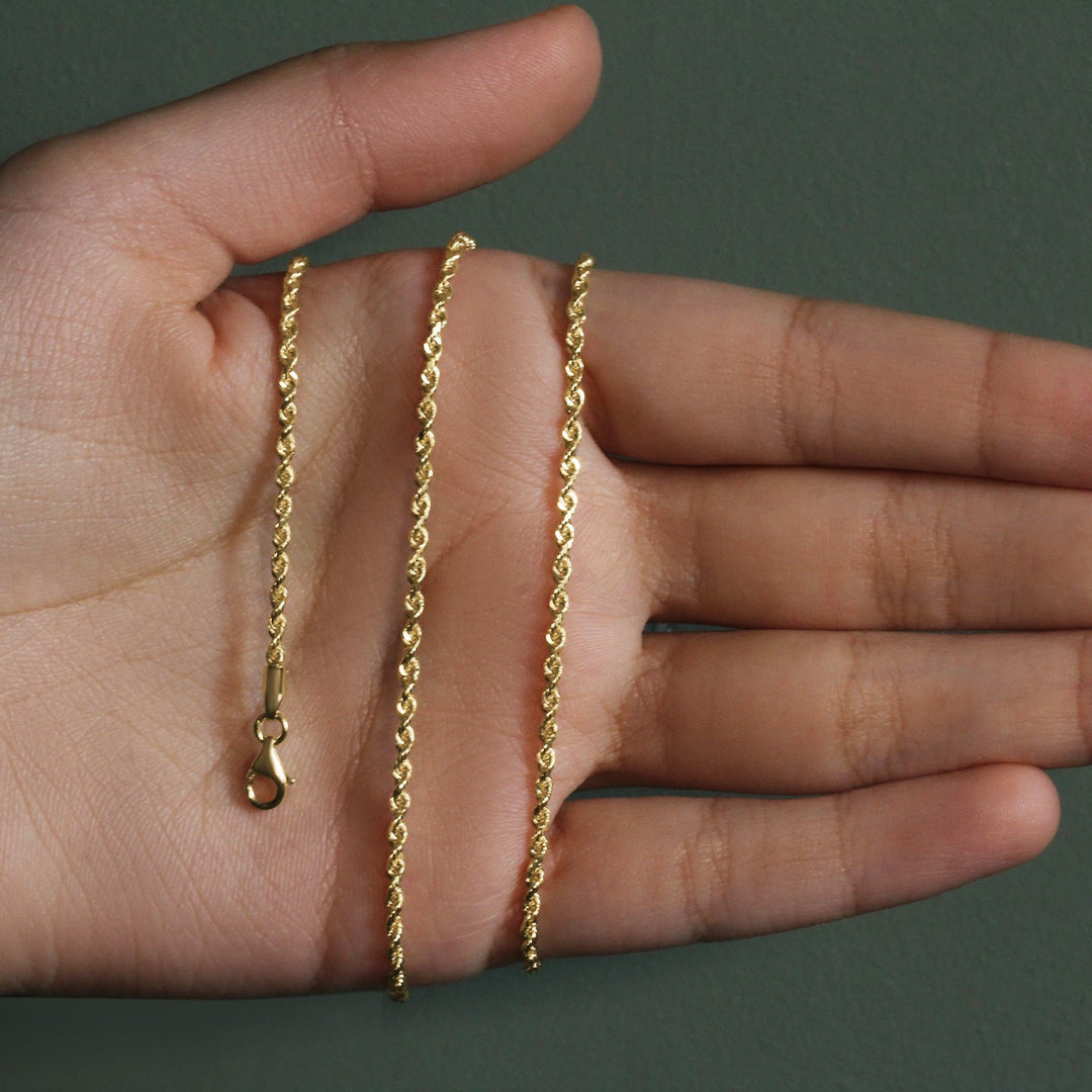 10k Yellow Gold Solid Diamond Cut Rope Chain (2.00 mm)