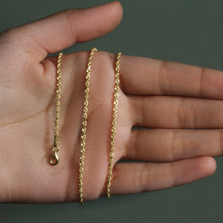 10k Yellow Gold Solid Diamond Cut Rope Chain (2.00 mm)