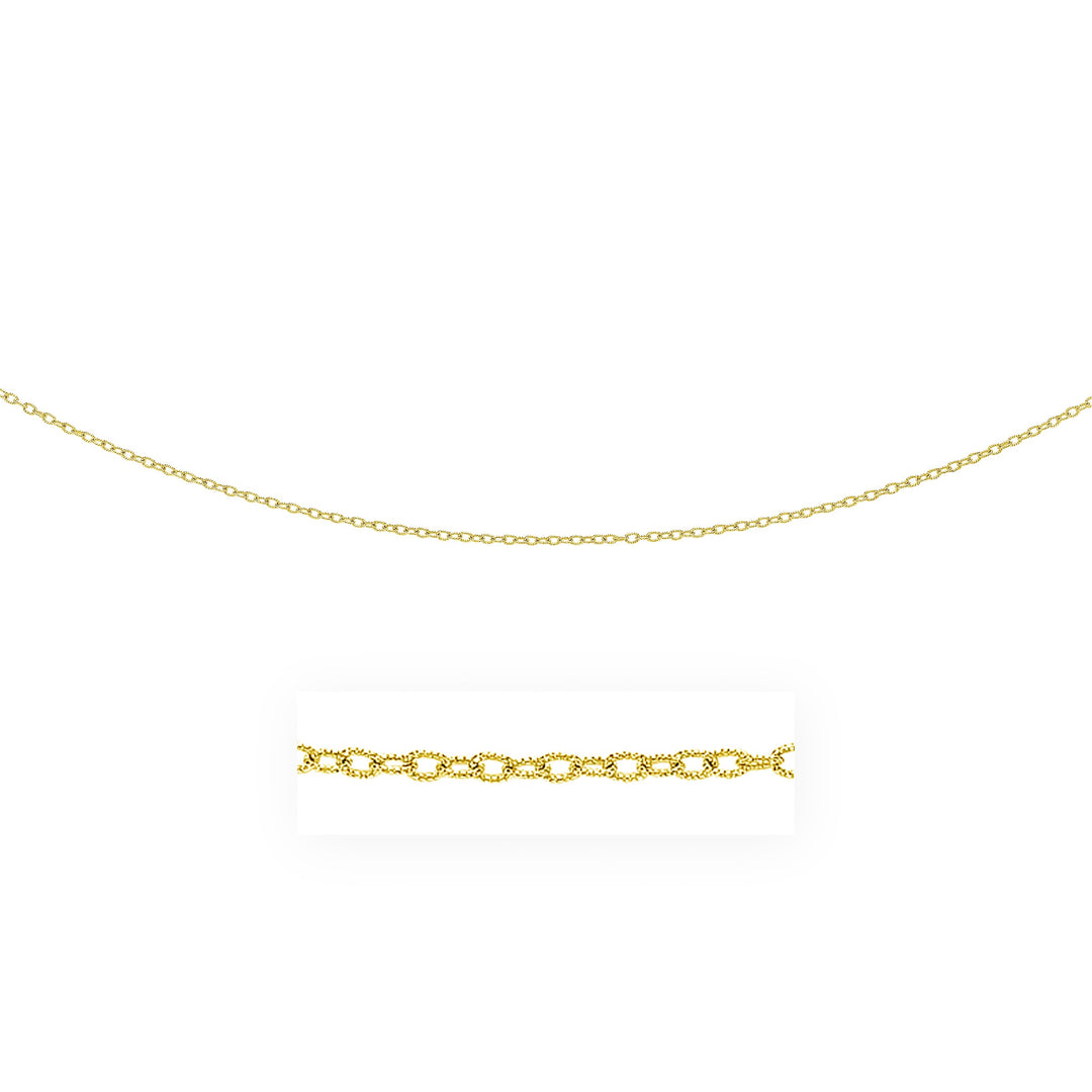 14k Yellow Gold Pendant Chain with Textured Links (2.50 mm)