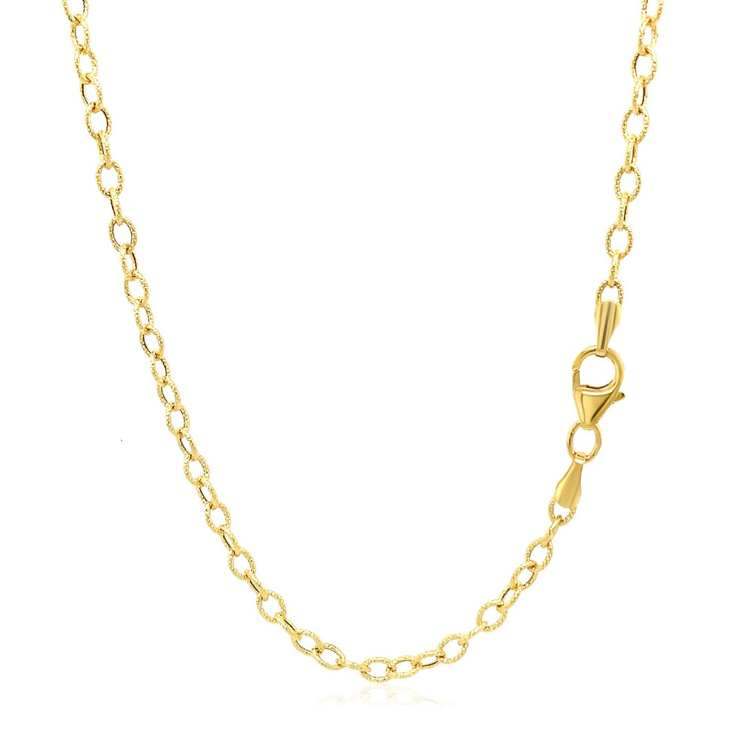 14k Yellow Gold Pendant Chain with Textured Links (2.50 mm)