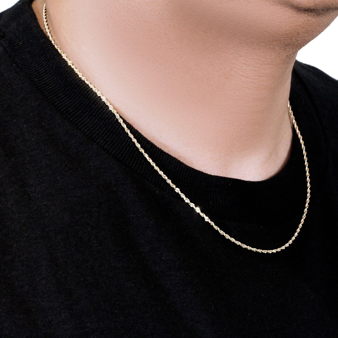 10k Yellow Gold Solid Diamond Cut Rope Chain (1.80 mm)