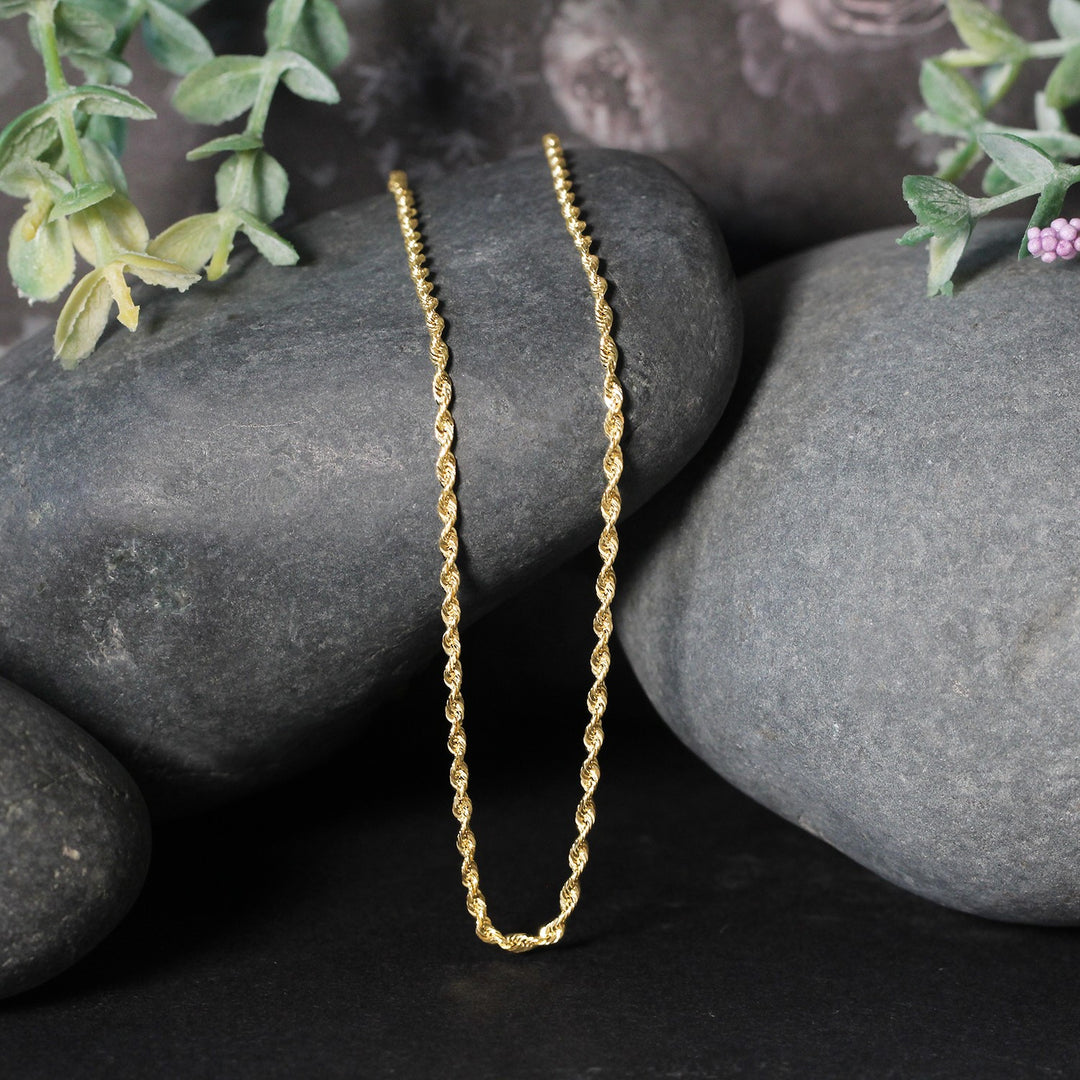 10k Yellow Gold Solid Diamond Cut Rope Chain (1.80 mm)