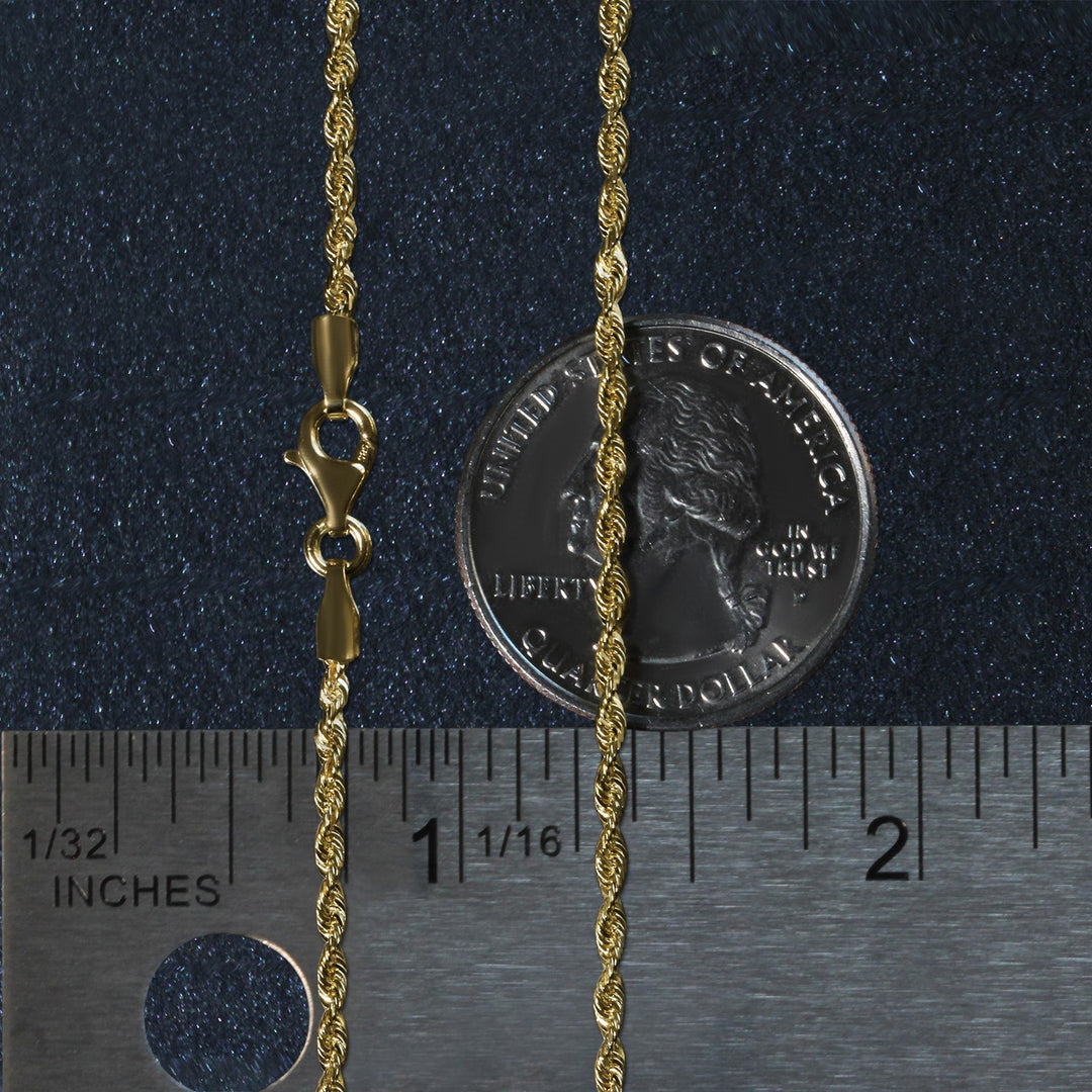 10k Yellow Gold Solid Diamond Cut Rope Chain (1.80 mm)