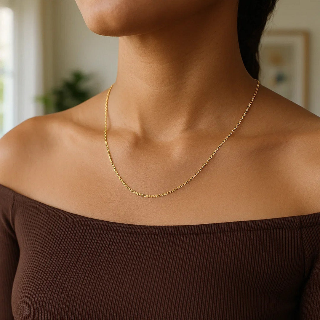 14k Yellow Gold Cable Link Chain (0.50 mm)