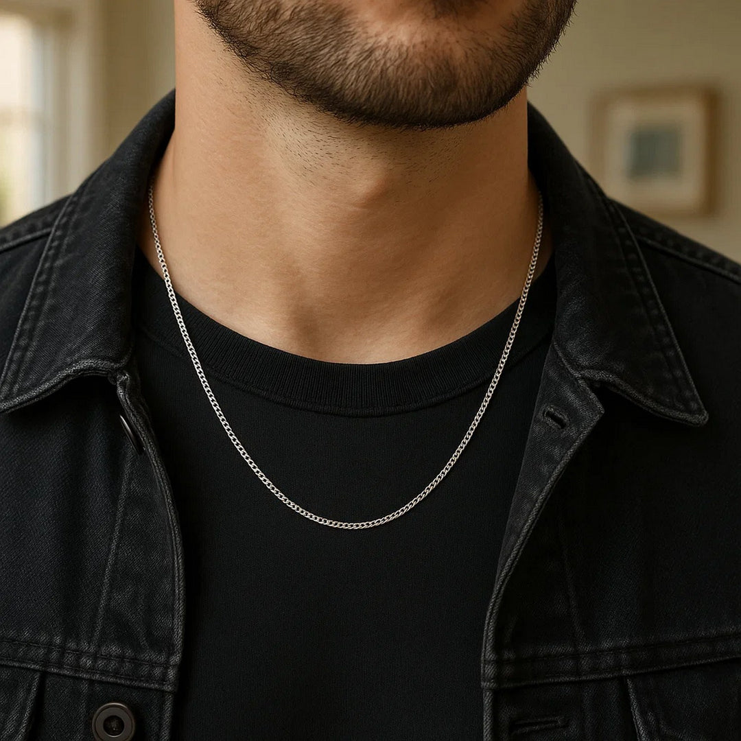 14k White Gold Gourmette Chain (1.40 mm)