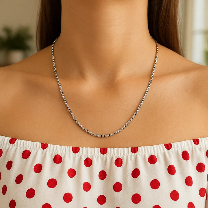 14k White Gold Round Box Chain (1.3 mm)