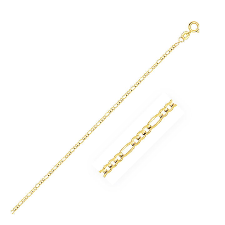 14k Yellow Gold Solid Figaro Chain (1.30 mm)