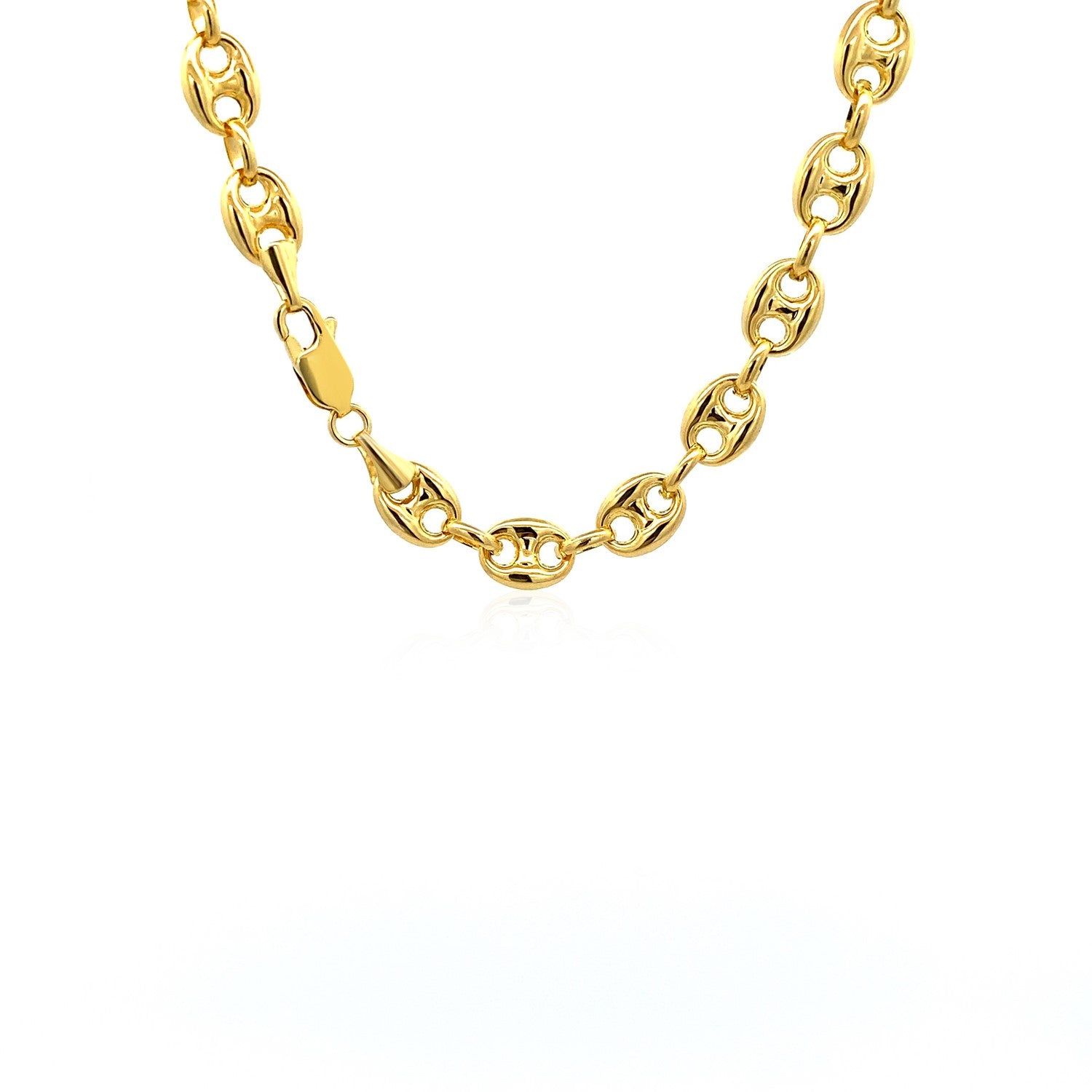 14k Yellow Gold Puffed Mariner Link Chain (6.80 mm) – Joyeria Daisy