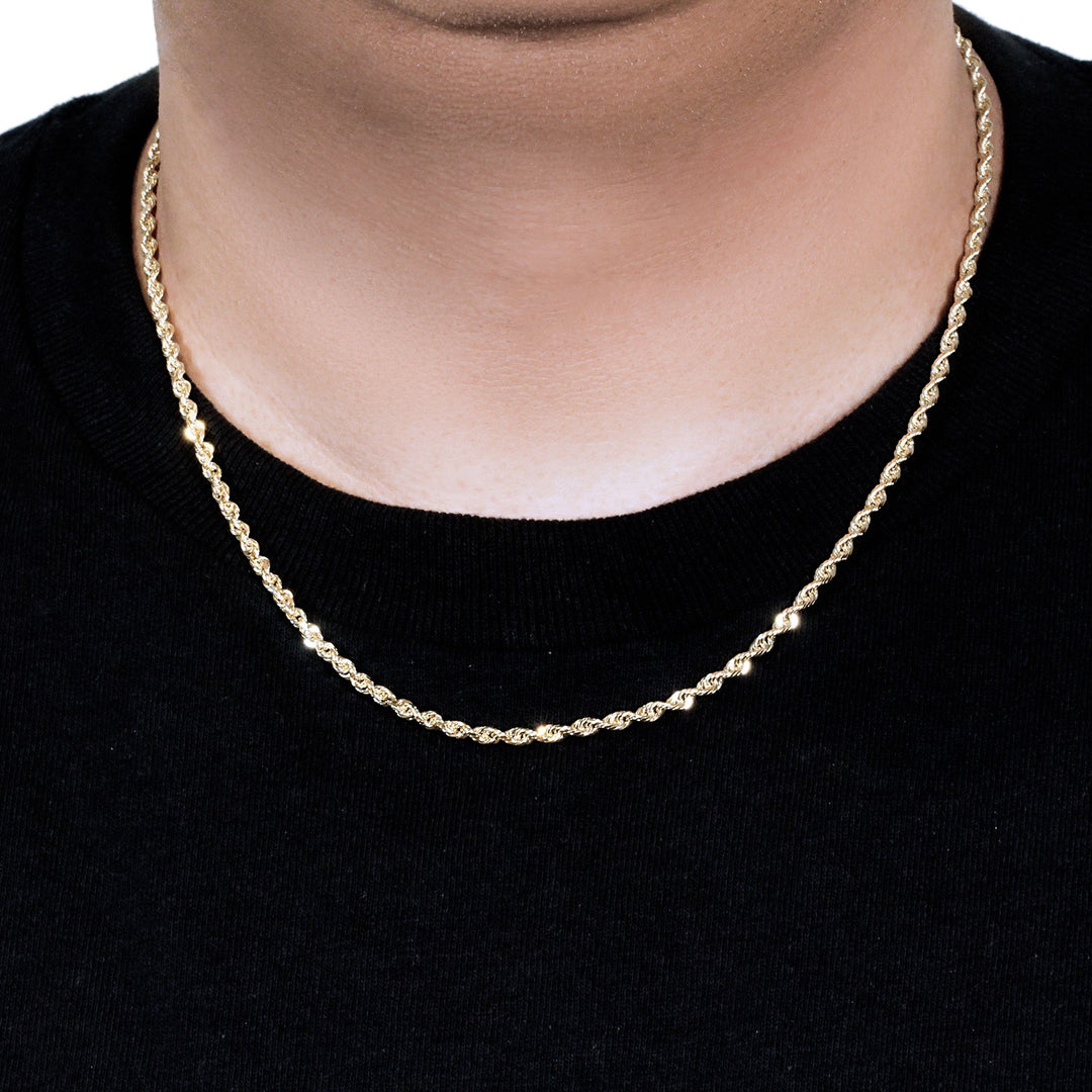 10k Yellow Gold Solid Diamond Cut Rope Chain (3.00 mm)