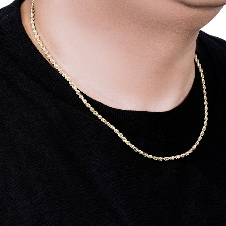 10k Yellow Gold Solid Diamond Cut Rope Chain (3.00 mm)