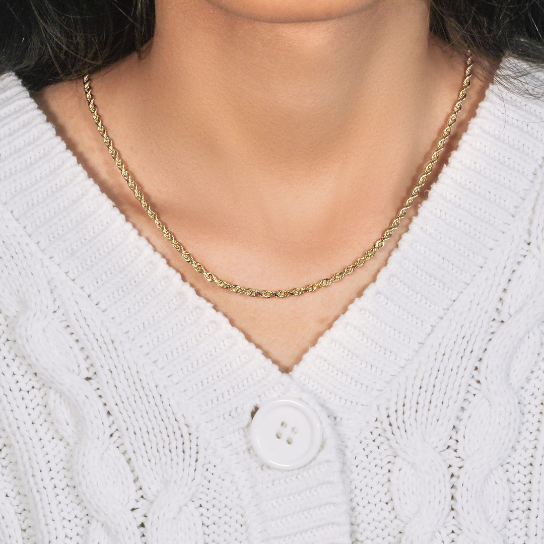10k Yellow Gold Solid Diamond Cut Rope Chain (3.00 mm)