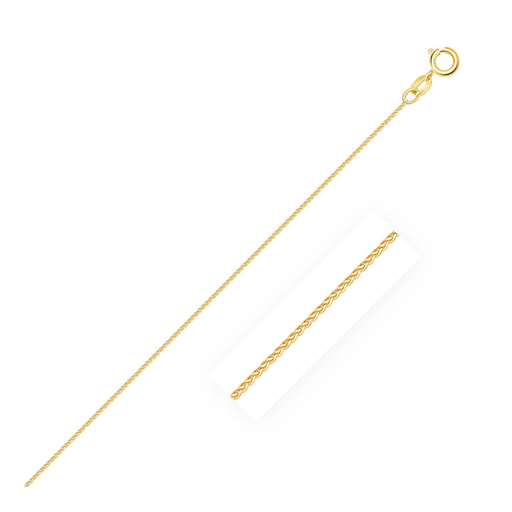 14k Yellow Gold Diamond Cut Round Wheat Chain (0.60 mm)