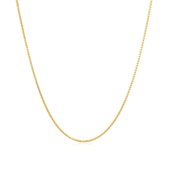 14k Yellow Gold Diamond Cut Round Wheat Chain (0.60 mm)