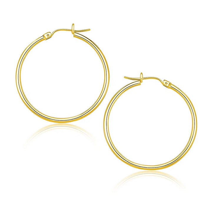14k Yellow Gold Polished Hoop Earrings (1.5x25mm)
