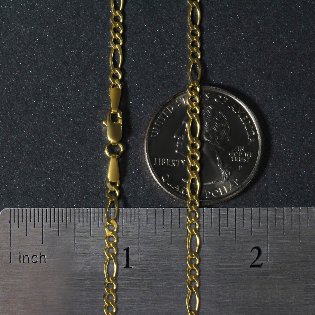 14k Yellow Gold Solid Figaro Chain (2.80 mm)