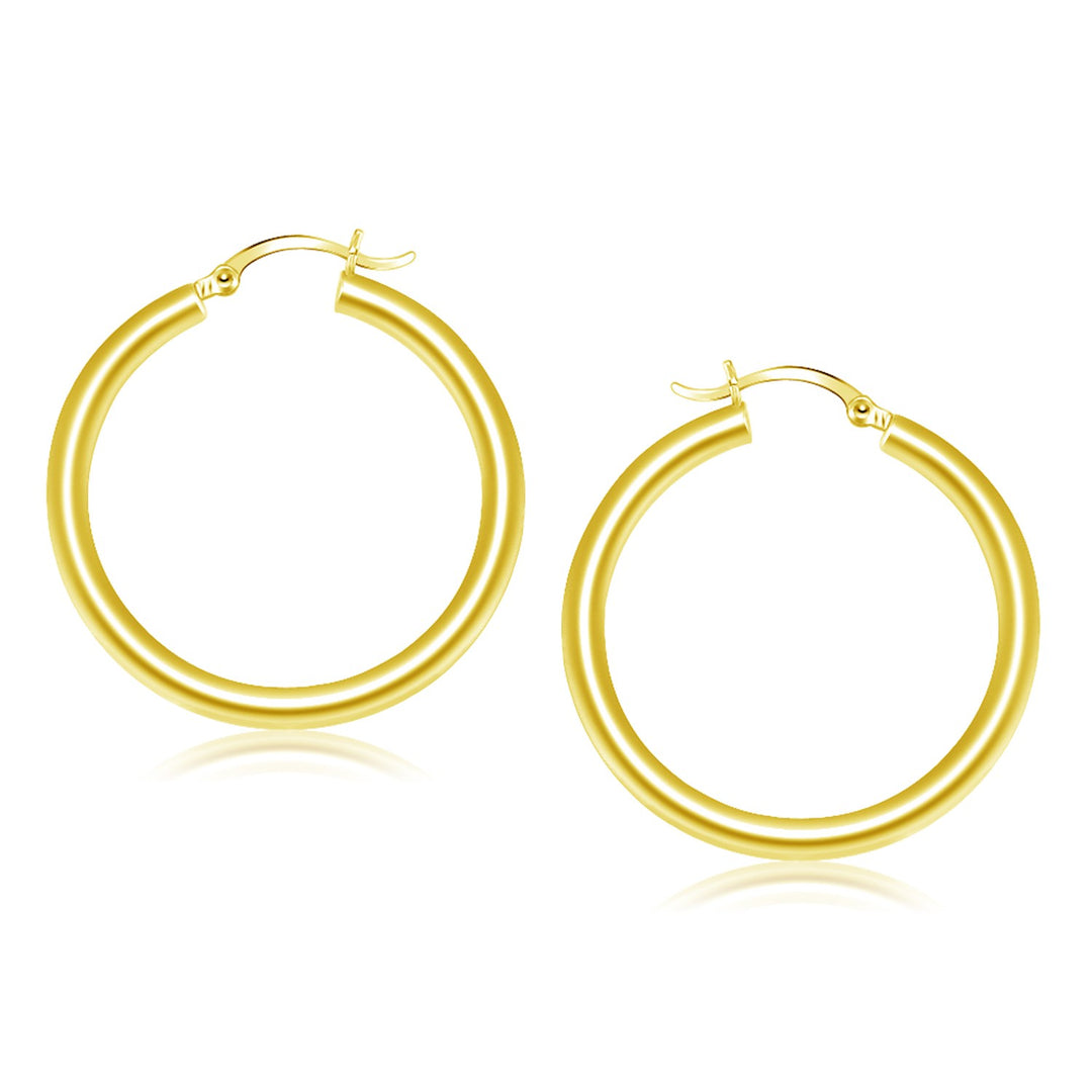 14k Yellow Gold Polished Hoop Earrings (4x40mm)