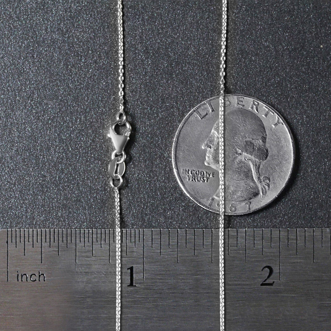 14k White Gold Oval Cable Link Chain (0.97 mm)