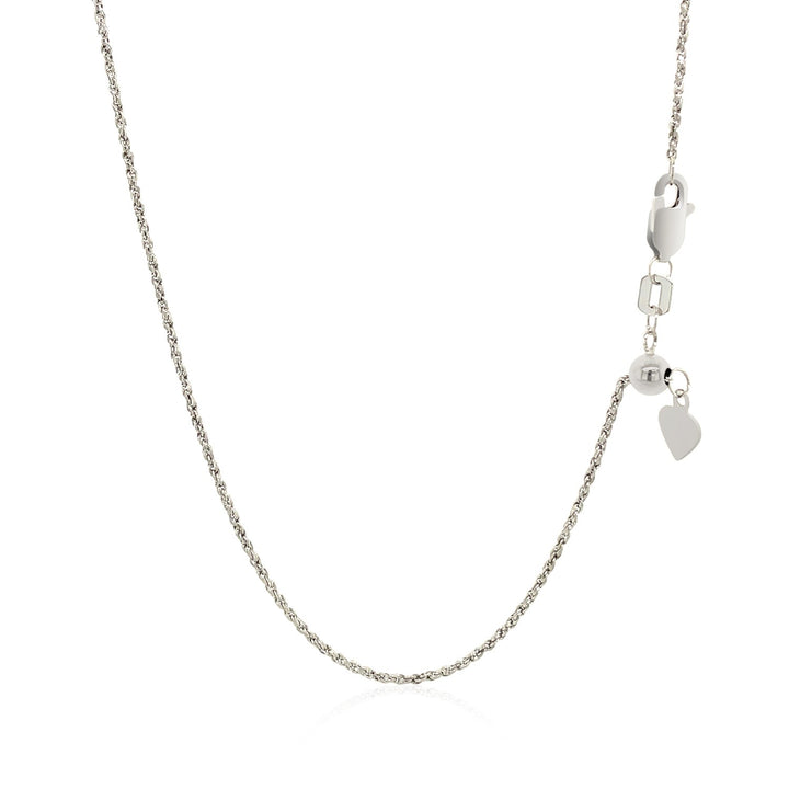 14k White Gold Adjustable Rope Chain (0.95 mm)