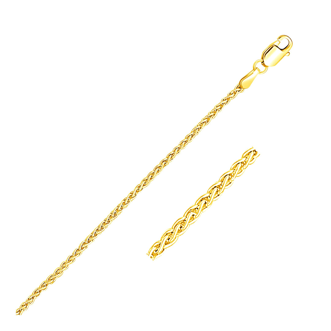 14k Yellow Gold Round Wheat Chain (2.1 mm)