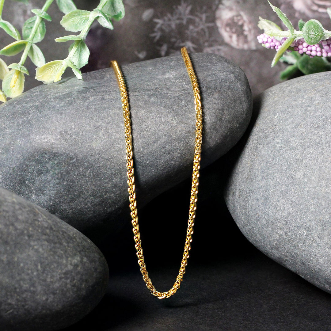 14k Yellow Gold Round Wheat Chain (2.10 mm)