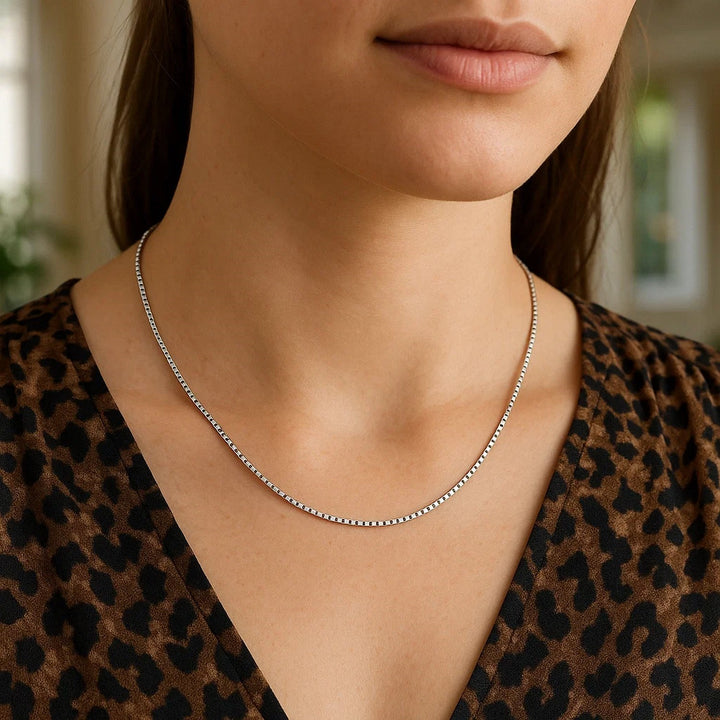 14k White Gold Classic Box Chain (0.85 mm)