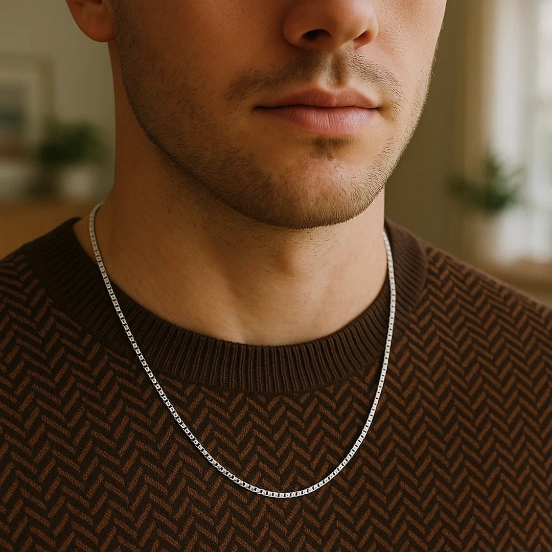 14k White Gold Classic Box Chain (0.85 mm)