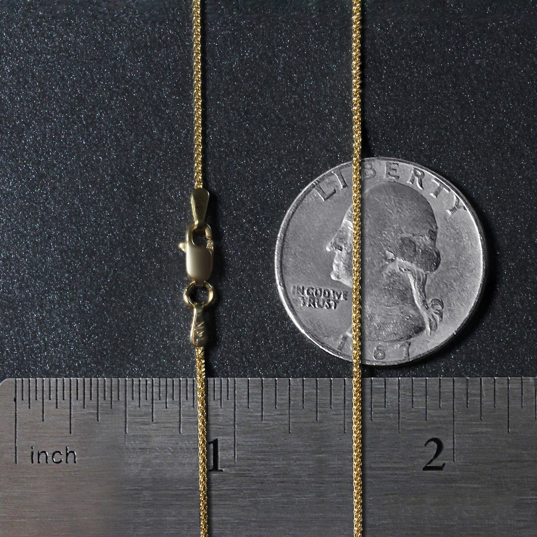 14k Yellow Gold Round Wheat Chain (1.00 mm)