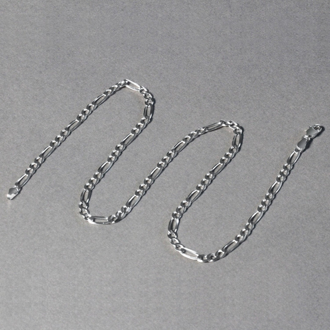 14k White Gold Solid Figaro Chain (3.80 mm)