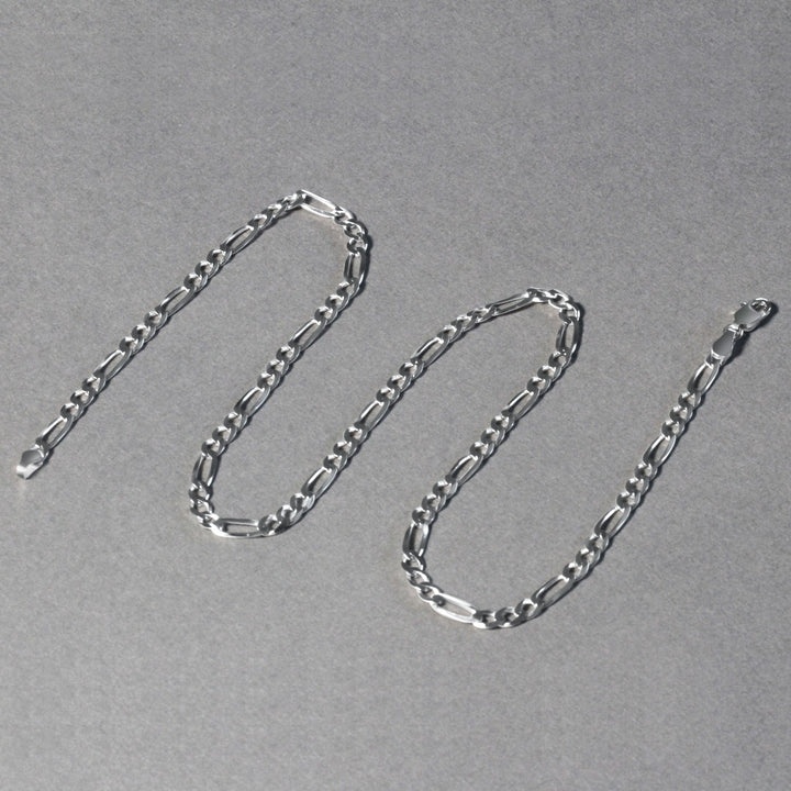 14k White Gold Solid Figaro Chain (3.80 mm)