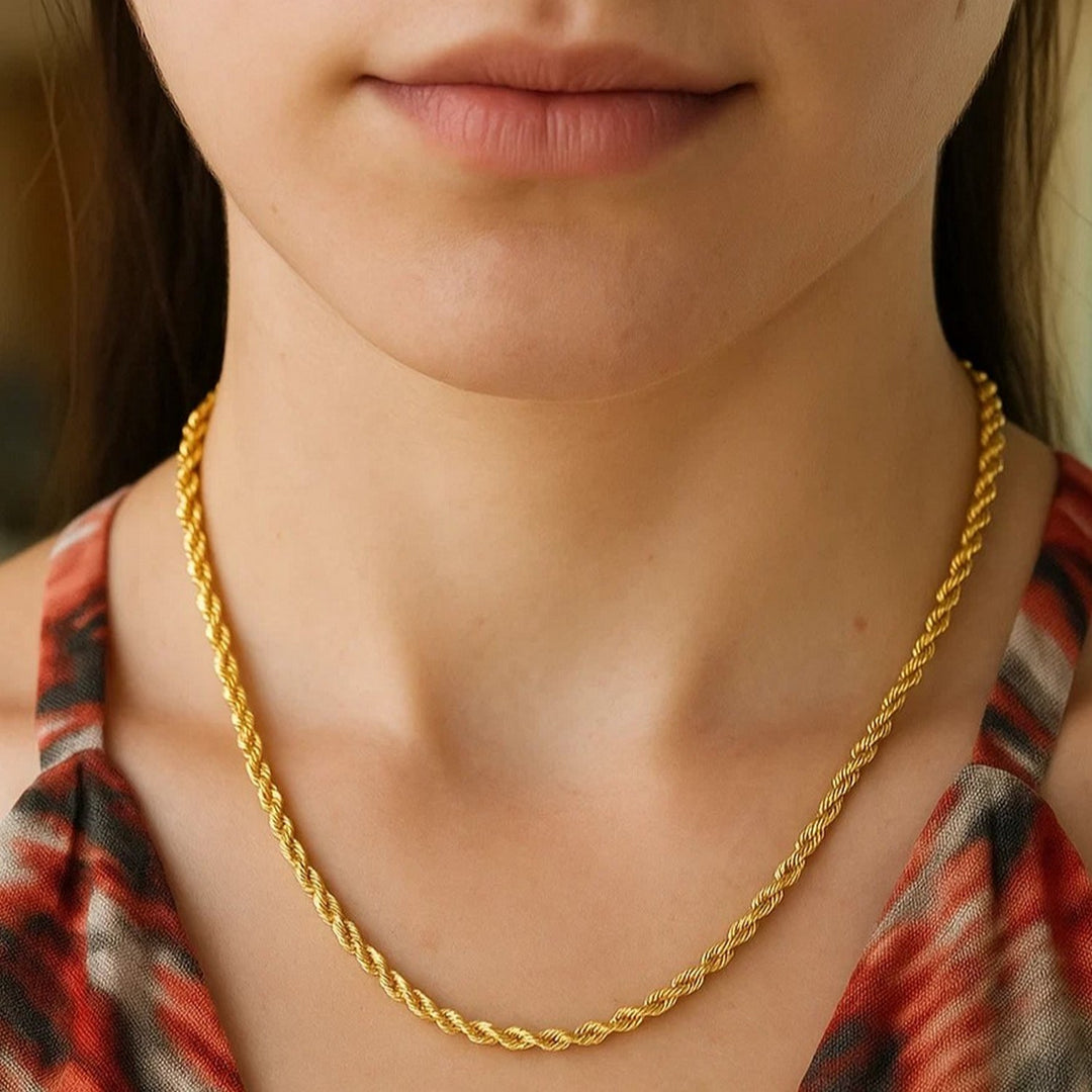 14k Yellow Gold Solid Diamond Cut Rope Chain (3.50 mm)