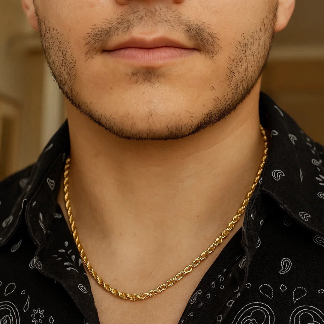 14k Yellow Gold Solid Diamond Cut Rope Chain (3.50 mm)