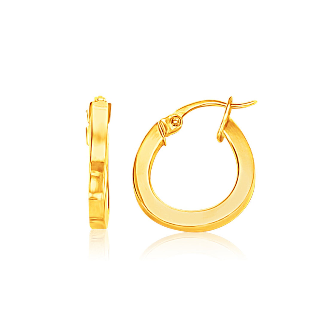 14k Yellow Gold Flat Side Small Hoop Earrings(3x10mm)