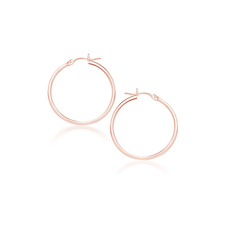 14k Rose Gold Polished Hoop Earrings (2x25mm)