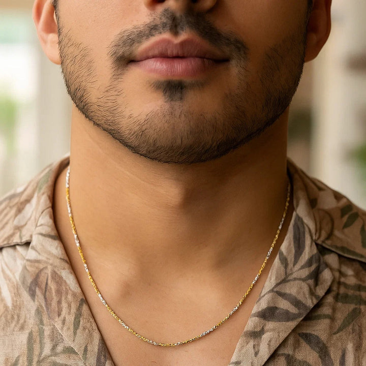 14k White and Yellow Gold Two Tone Sparkle Chain (1.50 mm)