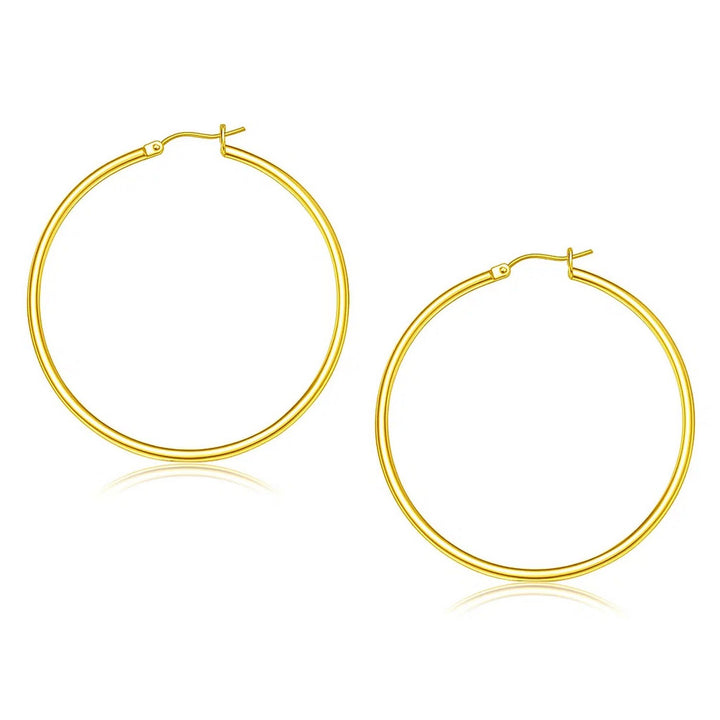 14k Yellow Gold Polished Hoop Earrings (2x45mm)