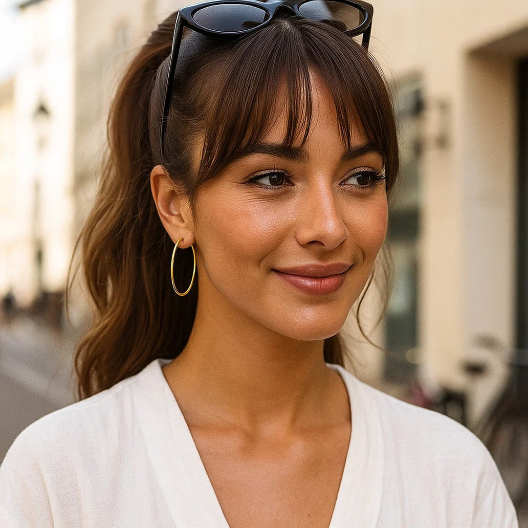 14k Yellow Gold Polished Hoop Earrings (2x45mm)