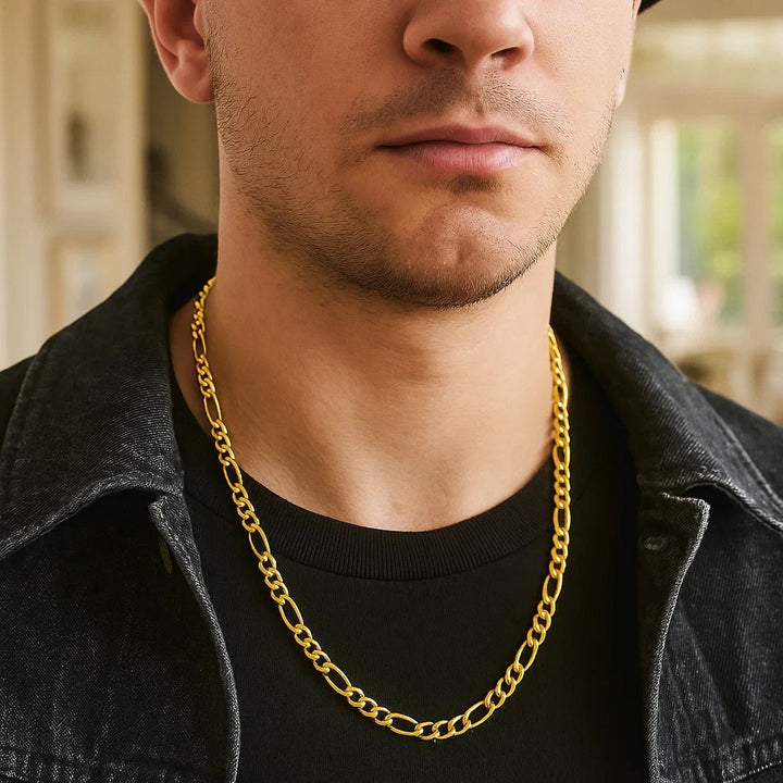 14k Yellow Gold Solid Figaro Chain (6.00 mm)