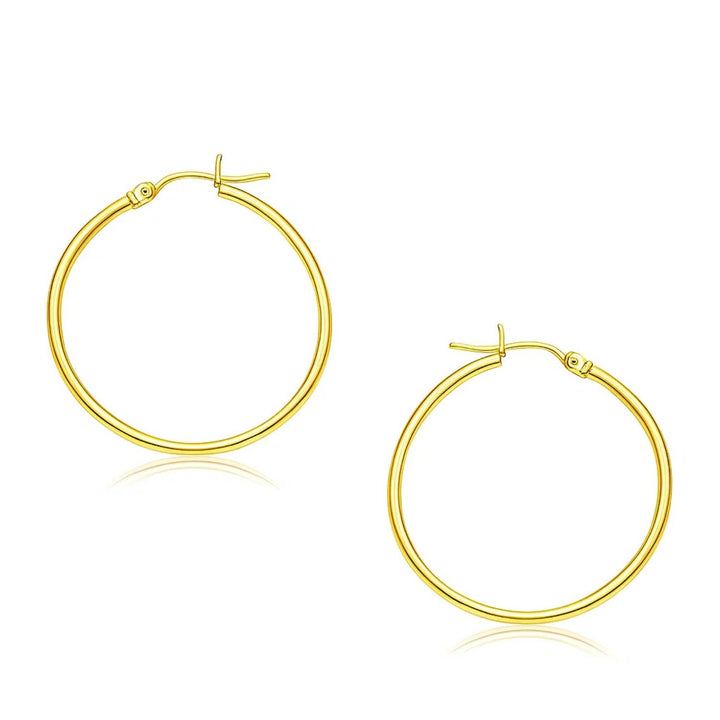 14k Yellow Gold Polished Hoop Earrings (2x30mm)