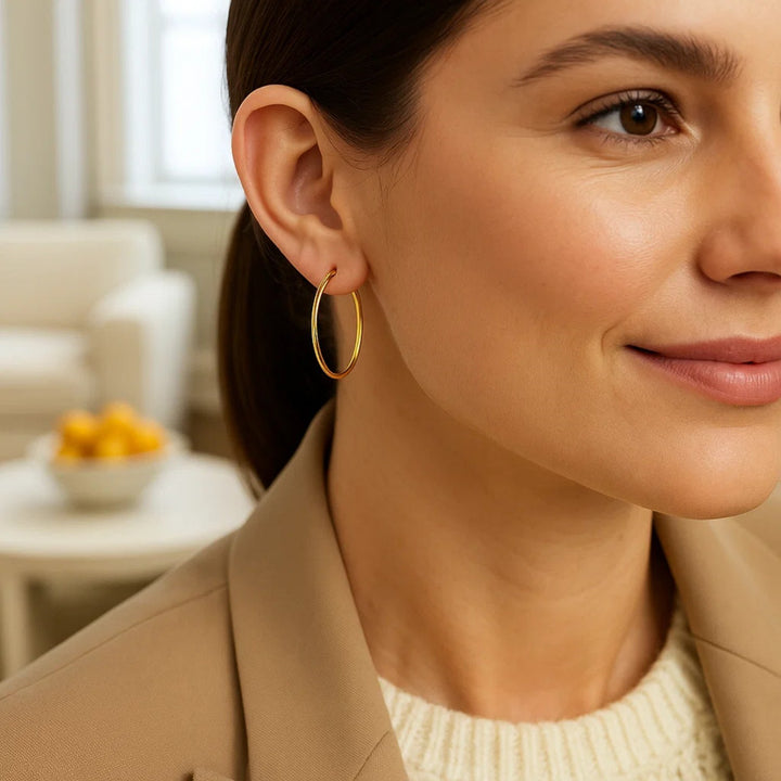 14k Yellow Gold Polished Hoop Earrings (2x30mm)