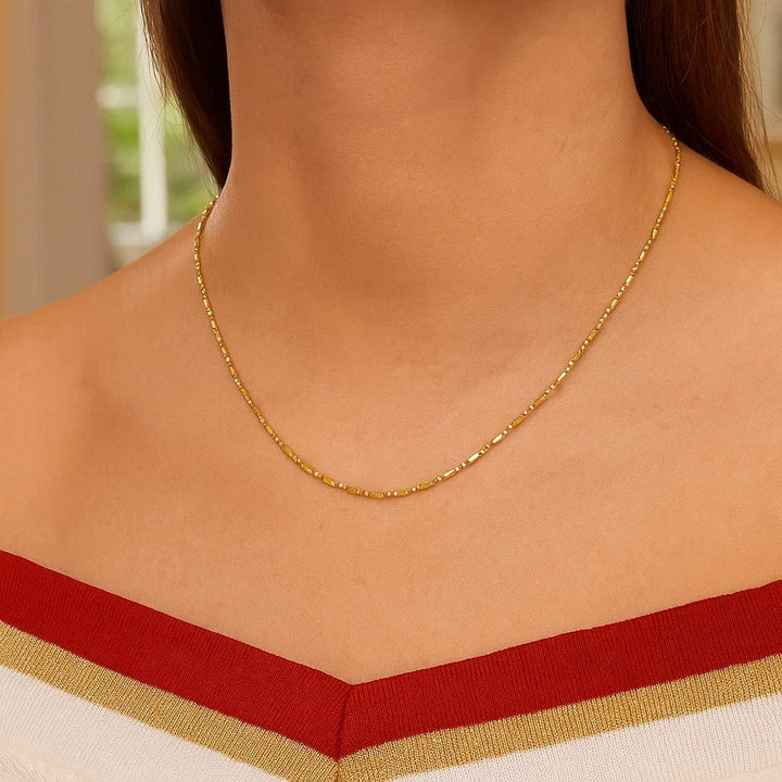 14k Yellow Gold Diamond-Cut Alternating Bead Chain (1.10 mm)