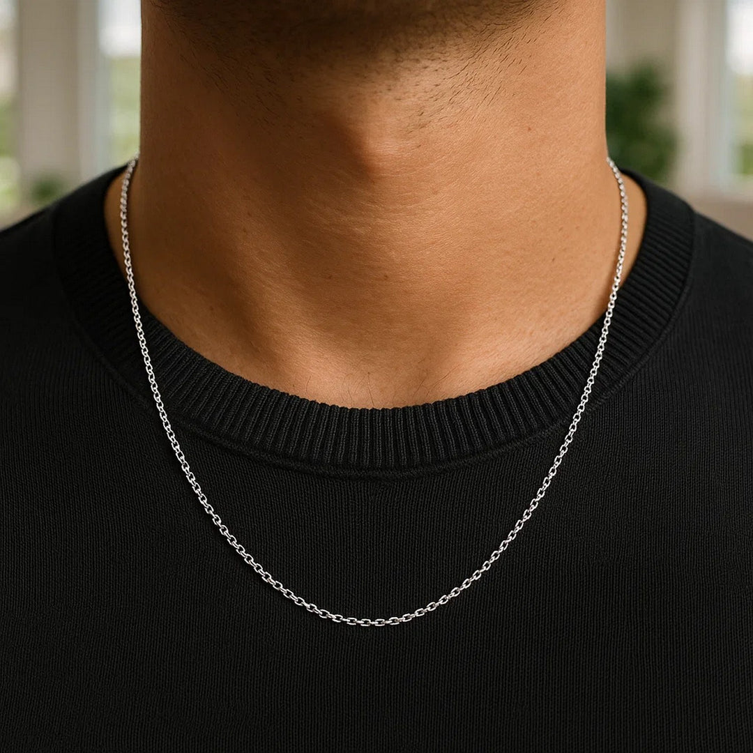 14k White Gold Diamond Cut Cable Link Chain (1.5 mm)