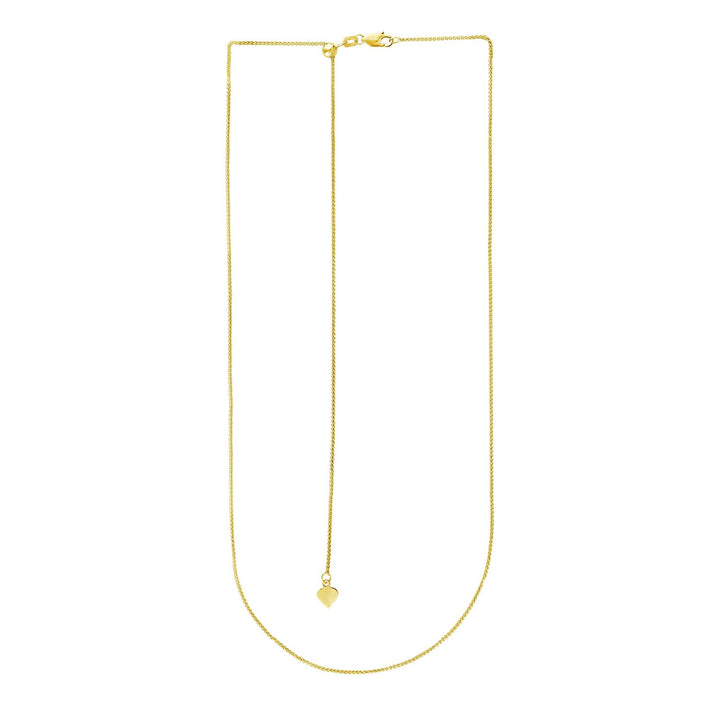 14k Yellow Gold Adjustable Wheat Chain (1.00 mm)