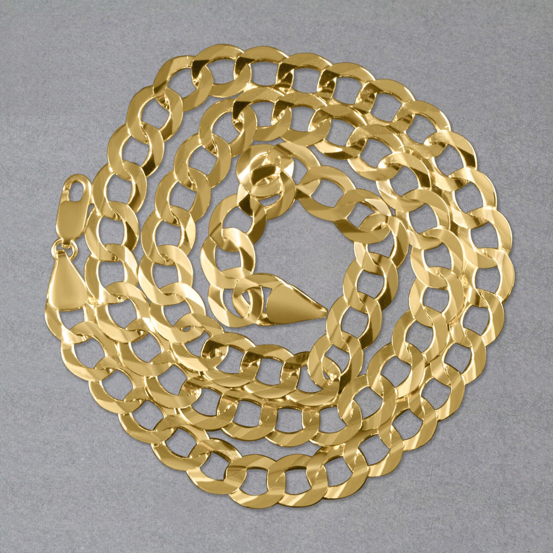 14k Yellow Gold Solid Curb Chain (8.20 mm)