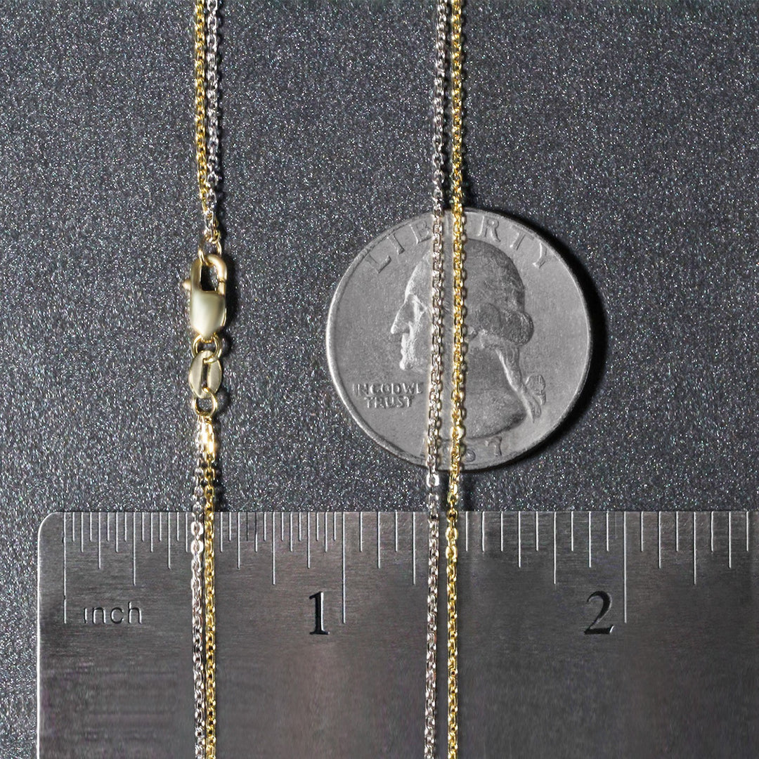 14k TwoTone Double Strand Cable Pendant Chain (1.1 mm)