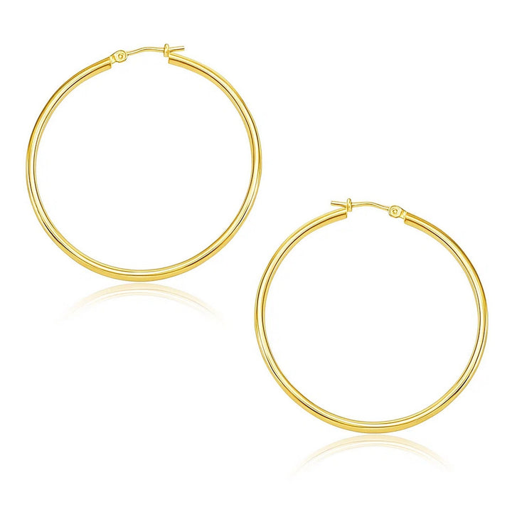 14k Yellow Gold Polished Hoop Earrings (1.5x30mm)